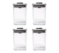 OXO Steel POP Container Small Square Short - 1.1 Qt/1 L (Pack of 4) Airtight Food Storage for Brown Sugar, Tea, Grey