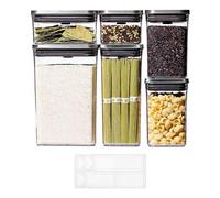 OXO Steel POP Food Storage Container 6-Piece Set with Labels, Grey