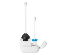 OXO Toilet Brush & Plunger Combo, Natural rubber, White