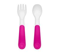 OXO Tot Plastic Fork & Spoon Set With Travel Case- Pink