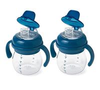 OXO Tot Transitions Soft Spout Sippy Cup with Removable Handles, Navy, 6 Ounce (2 Pack)