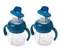 OXO Tot Transitions Soft Spout Sippy Cup with Removable Handles Navy 6 Ounce (2 Pack)