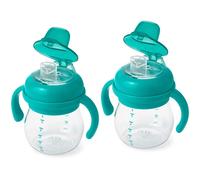 OXO Tot Transitions Soft Spout Sippy Cup with Removable Handles Teal 6 Ounce (2 Pack)