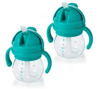 OXO Tot Transitions Straw Cup with Removable Handles Teal 6 Ounce (2 Pack)