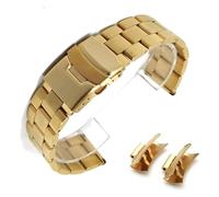 OXOAMP Watch Bands Universal Curved End Solid Metal Wrist Stainless Steel Diver Strap Double Lock Buckle Bracelet Watchband Watch Bands Replacement Mens