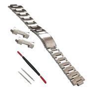 OXOLAMRIN Stainless Steel Metal Watch Bands， 316L Brushed Solid Stainless Steel 18mm 19mm 20mm 21mm Silver Vintage Oyster Curved End Watch Strap Band Bracelet Fit(20mm)