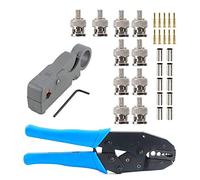 OxoxO Rotary Coaxial Cable Stripper Cutter Tool Coaxial RF Connector Crimping Tool Compatible with RG6 RG58 RG59 RG62 with 10pcs Male BNC Plug Crimp Connector Kits for RG58 RG400 LMR195 Coax Male