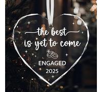 OXRUN Engagement Gifts for Couples 2025, Just Married Heart-Shaped Glass Ornament for Newly Engaged Mr and Mrs, First Christmas Decorations for Wedding Bridal Shower - A01