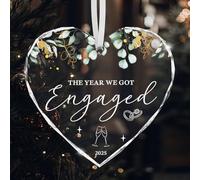 OXRUN Engagement Gifts for Couples, Just Married Heart-Shaped Ornament for Newly Engaged Mr and Mrs, First Christmas Decorations for Wedding Bridal Shower Party - A04