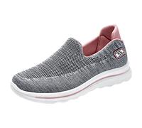 oxsdMKQ Women's Hands Free Slip-Ins Go Walk Flex-Relish Sneaker Mesh Breathable Lightweight Non-Slip Shock Absorbing Sneakers Outdoor Fitness Jogging Casual Trainers Slip On Flat Shoes For Running