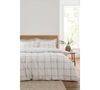 Bianca Oxton Check 200 Thread Count Cotton Reversible Duvet Cover Set Natural - Super King - Natural