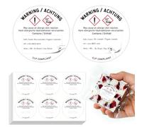 OXTXO 300PCS 38mm Round Minimalist CLP Labels with 25x12mm Blank DIY Print Zone for UFI Ingredients GHS Hazard Warning Stickers for Wax Melts Essential Oils Under 125ml Packaging Oil-Resistant PET