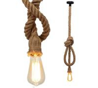 OXTXO Industrial Vintage Hemp Rope Pendant Light, Ceiling Pendant with E27 Lamp Holder, 1 Meter Long Hanging Light, Ideal for Restaurant, Bar, Café, Bedroom, Loft, Window Display, Bulb not Included