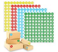OXTXO Numbered Stickers 1-100, 0.6 Inch (15mm) 4 Color-Coded Small Round Labels (4 Sheets, 400 Stickers) - Self-Adhesive Small Inventory, Storage, Planner & Classroom Sticker