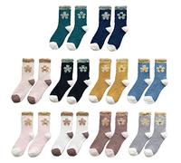 Oxtxuzdm 10 Pair Unisex Winter Coral Velvet Fuzzy Slipper Socks Sweet Floral Warm Hosiery Socks For Women Ankle