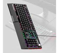 Oxtxuzdm 104Key Full Size USB Cord RGBs Mechanical Keyboards with Integrated Wrist Rest Waterproof Design Hot Swappable Switches Hot Swappable Keyboards