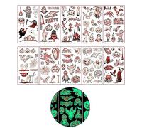 Oxtxuzdm 10x Halloween Children Decorative Stickers Skeleton Bat Glow In Dark Scary Decal Decals Boys And Girls