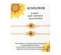 Oxtxuzdm 2-Piece Sunflower Bracelets Promise Friendship Couple Distance Matching Graduation Bohemia Jewelry Sunflower Bangle For Women