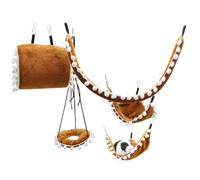 Oxtxuzdm 3. Multi-Level Hamster Set: Breathable Hammock Swing & Detachable Tunnel For Small Pet Enrichment Small Pet Cage Accessories