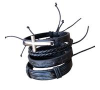 Oxtxuzdm 4 Pack Vintage Handmade Leather Multilayer Leather Strap Wrist Jewelry Present for Fashion Enthusiasts Set for Men