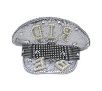 Oxtxuzdm Bride Hat With Hand Beading Shining Crystal Captain Beaded Heavy Pearls For Bachelorette Party Hat Costume