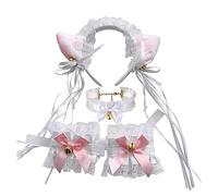 Oxtxuzdm Cartoon Ear Shape Hairband Cosplay Choker/Lace Cuffs/Tail Halloween Accessories For Women Girls Kid Party Headband Cute Costumes For Women Naught Anime For Kids Birthday Halloween