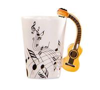 Oxtxuzdm Ceramic Drink Tea Coffee Mug Cup Musical Notes Guitar Shape Handle for Music Lover Musical Notes for Guitar Player Mug Cups Set