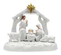 Oxtxuzdm Christmas Nativity Figurines Resin Manger Holy Family Scene Statue For Xmases Indoor Home Table Decorations Christmas Scene Sculptures