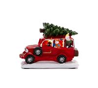 Oxtxuzdm Christmas Red Truck With LED Lights Vintage Resin Car Model Trees Ornaments Tabletop Decor For Home Party Truck Decorations