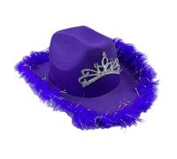 Oxtxuzdm Cosplay Party Cowgirl Hat For Women Furry Brim Cowboy Fashion Music Festival Fedoras Rhinestone Crowns Top Cap Crown Hat For Party Cosplay
