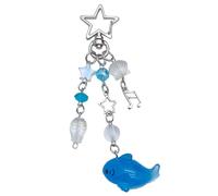 Oxtxuzdm Creative Cartoon Whale Keychain Star Pendant Resin Beaded Keyring For Women Bag Backpack Car Holder Phone Case Charm Whale Keychain