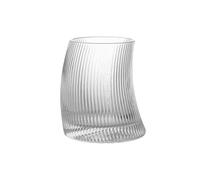 Oxtxuzdm Curved Moon Shape Glass Mug Clear Ribbed Drinking Cup Drinkware for Home Breakfasts Parties Event and Social Gatherings Curved Shape Glass Cup