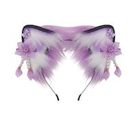 Oxtxuzdm Cute Foxes Ear Cosplay Hair Hoop With Bowknot/Flower Woman Teens Headband For Live Broadcast Carnivals Hairband For Woman Lovely Cartoon Animals Ear Shaped Decorative Cute Colorful