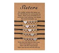 Oxtxuzdm For Sister Expandable Bangle Black Woven Heart Link Wristband For Women Adults Girls Friendship Love Gi Black Set For Women Men Kids Adults Girls Baby Friendship Aesthetic