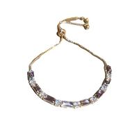 Oxtxuzdm Geometric Zircon Bead Bracelets Fashion Adjustable Wristband Elegant Bangle Jewelry Cute Simple Candy Color Women Geometry Zircon Handmade Unique