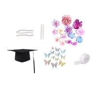 Oxtxuzdm Graduation Hat Decoration Set With FArtificial Flower Pearls Strands Butterfly Sticker Organza Ribbon For Art Craft Scrapbooking Embellishments For Graduation Hat