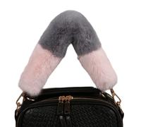 Oxtxuzdm Multiuse Fashion Handbag Handle with Plush Surfaces PU Leather Bag Strap Color Blocked Carrying Solution Replacement Part Easy Install Replacement Bag Strap