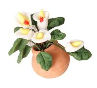 Oxtxuzdm Realistic Green Calla Miniature House For Scenes Pretend Game & Kids Role Play Accessories Ceramic Pot Dollhouses Decorations