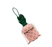 Oxtxuzdm Stylish Pineapple Design PU Crossbody Bag With Studded Chain Practical Lightweight For Daily Use And Outdoor Activities Cylinder Crossbody PU Handbag