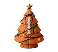 Oxtxuzdm Tiny Resin Soccer Christmas Tree with String Light Illuminated Holiday Ornament for Tabletop Mantels Shelf Display Christmas Decoration