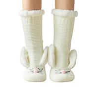 Oxtxuzdm Womens Winter Fuzzy Slipper Socks With Grippers Cartoon Ears Thicken Fleece Lined Thermal Knit Floor Stockings Christmas Socks Mens Cotton