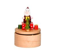 Oxtxuzdm Wooden Musical Spinnings Boxes Christmas Tree Santa Clauses Holiday Songs Handcrafted Table Decoration Santa Clauses Rotating Musical Boxes