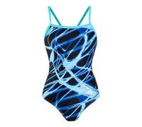 OXUBOAO Kids Swimming Costume for Girls Swimsuit One Piece Bathing Suit Race Back with Thin Straps Girls Swimwear Age 7-13 Years (Blue,11-12T)