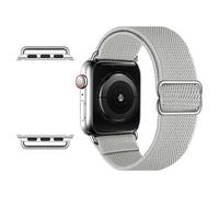 OXWALLEN Metal Adapters Stretchy Nylon Solo Loop Compatible with Apple Watch Bands 38mm 40mm, Adjustable Elastic Braided Stretches Sport Women Men Strap for iWatch SE Series 6/5/4/3/2/1,Gray