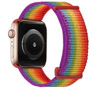 OXWALLEN Sport Loop Nylon Band Compatible with Apple Watch Series 11/10/9/8/7/6/5/4 SE 3/2/1 42mm 41mm 40mm 38mm, Adjustable Braided Fabric Rugged Strap for iWatch Women Men, Colorful Pride Rainbow