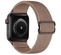 OXWALLEN Stretch Solo Loop Band Compatible with Apple Watch 9/8/7/6/5/4/3 SE 2/1 41mm 40mm 38mm, Adjustable Stretchy Elastic Nylon Braided Stretches Sport Strap for iWatch Women Men, Light Brown