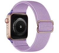OXWALLEN Stretchy Adjustable Elastic Bands Compatible with Apple Watch 7 41mm, Nylon Braided Solo Loop Strap for Women Men for iWatch SE Series 7/6/5/4/3, Light Purple