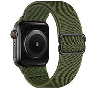 OXWALLEN XL Stretch Solo Loop Band Compatible with Apple Watch Series 10/9/8/7/6/5/4 SE 2/1 42mm 41mm 40mm 38mm, Adjustable Elastic Nylon Braided Sport Strap for iWatch Women Men, Military Green