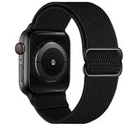 OXWALLEN XL Stretch Solo Loop Band Compatible with Apple Watch Series 10/9/8/7/6/5/4 SE Ultra 2/1 49mm 46mm 45mm 44mm, Adjustable Stretchy Elastic Nylon Braided Sport Strap for iWatch Women Men, Black