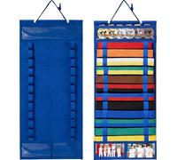 OXWIND Karate Belt Display Rack - 12 Felt Martial Arts Belt Display Holder with 2 Picture Frames & Clear Medal Box, No Assembly Required, for Taekwondo, BJJ, Jiu Jitsu, Karate Belts (Blue)